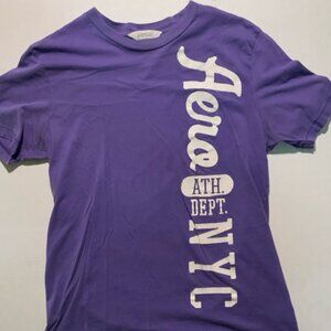Vtg Aeropostale Men Sz Med Purple Aero Ath. Dept NYC Casual Graphic‎ Shirt (I)
